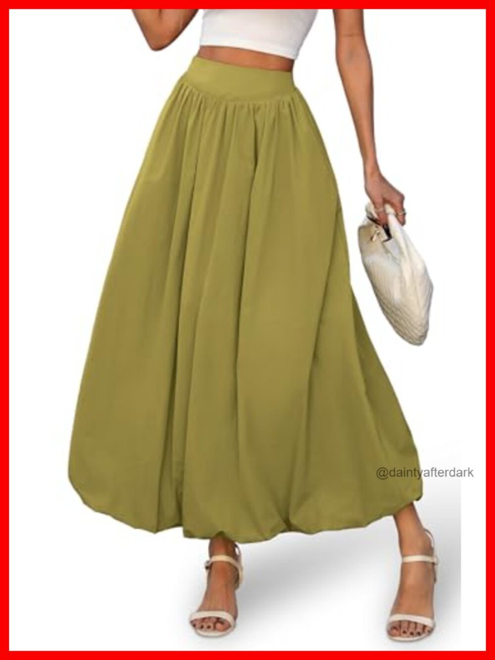 Women's Bubble Maxi Skirt Elastic Waist A-Line Puffy Hem Ankle Length